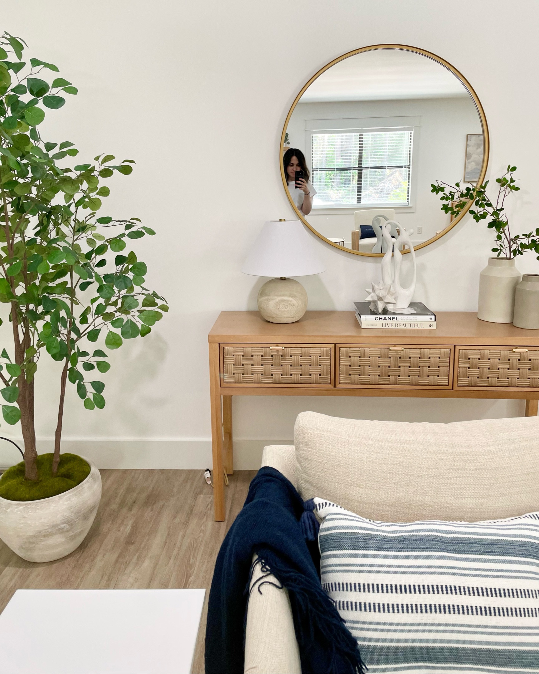 Modern Coastal, Rattan, Transitional, Console Decor. Faux Plants. #target 