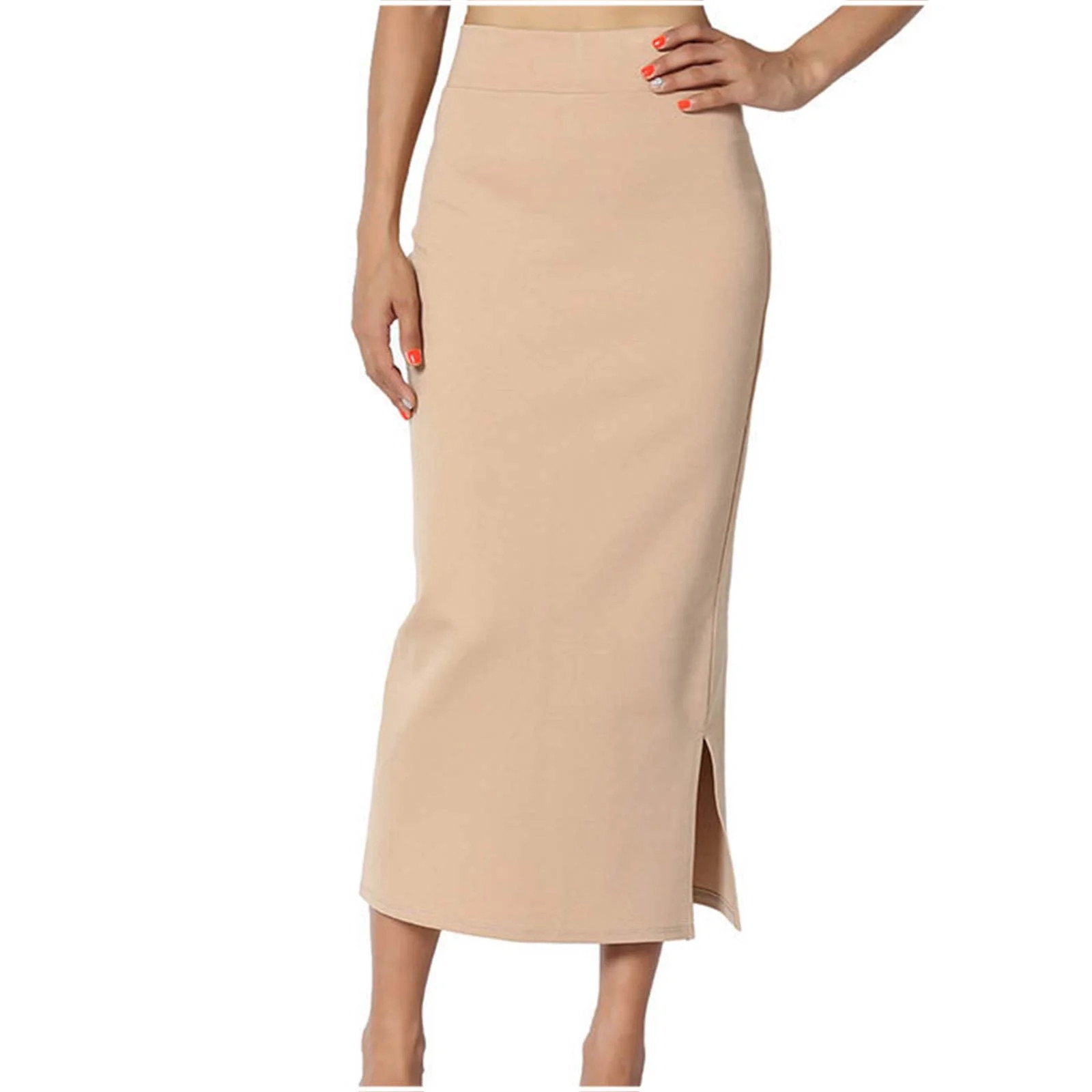 Sakmal Work Skirt Women Pencil Beige Split Maxi Solid Sheath Skirts for Women | Walmart (US)