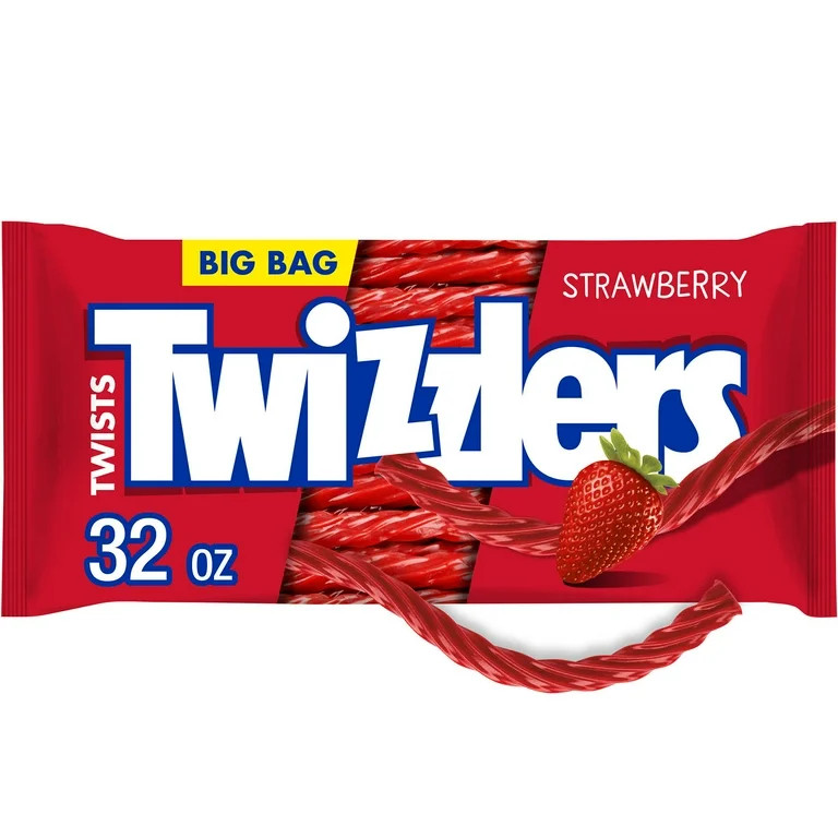 Twizzlers Twists Strawberry Flavored Licorice Style Chewy Candy, Big Bag 32 oz | Walmart (US)