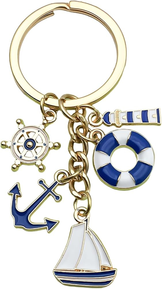 Angyape Cute Beach Keychain Summer Purse Bag Charms for Handbags for Women Anchor Nautical Car Ke... | Amazon (US)