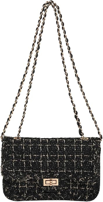 Women's Tweed Purses and Handbag PU Leather Woolen Chain Satchel Shoulder Bags Totes Crossbody Un... | Amazon (US)