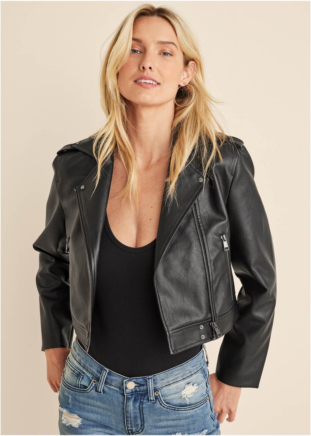 Faux-Leather Moto Jacket | VENUS