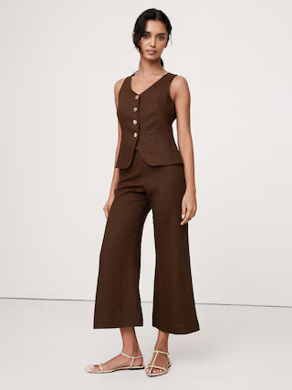 Mid-Rise Kick-Flare Linen Ankle Pant | Banana Republic (US)
