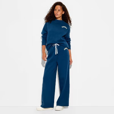Women's Unwell Wide Leg Graphic Sweatpants - Blue M | Target