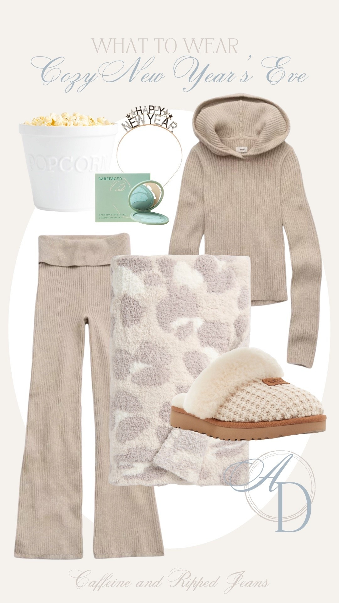 // ribbed aerie set // cozy night in outfit for New Year’s Eve // New Year’s Eve cozy outfit // loungewear // cozy blanket // eye patches // popcorn bucket // barefaced // New Year’s Eve headband // 

#LTKFindsUnder100 #LTKootd #LTKFindsUnder50