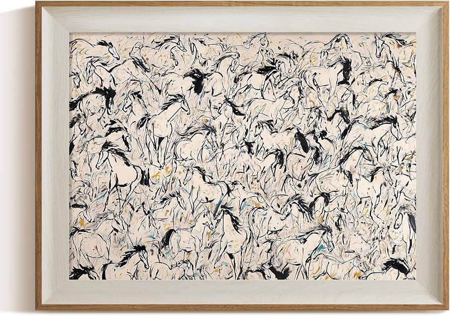 ARPEOTCY Framed Canvas Wall Art, 12x16 Abstract Horse Wall Art, Minimalist Line Art Print, Wild H... | Amazon (US)