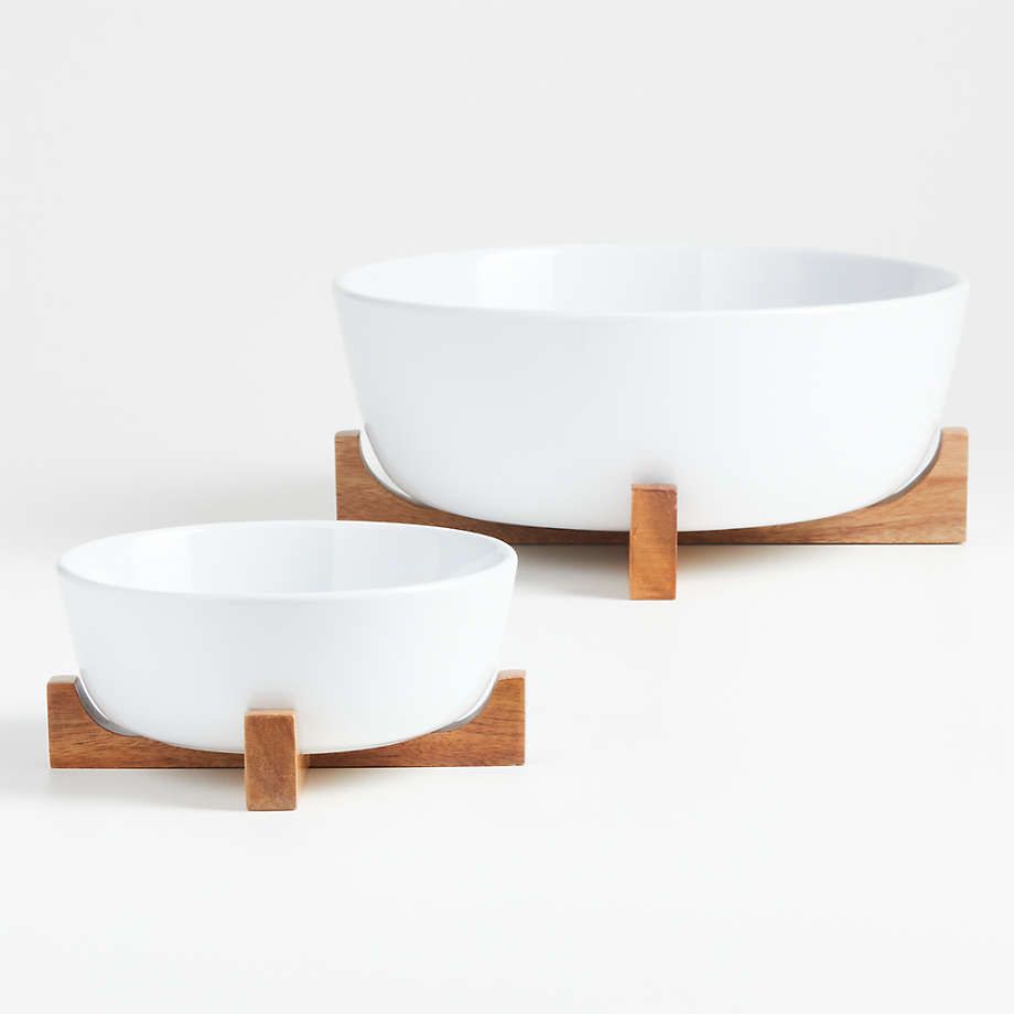 Oven to Table Large Serving Bowl with Wood Trivet + Reviews | Crate & Barrel | Crate & Barrel