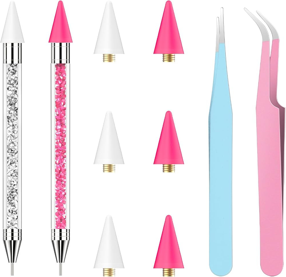 Rhinestone Picker Tool,2 Wax Pencil for Rhinestones, Dual-Ended Rhinestone Applicator Wax Pen Gem... | Amazon (US)