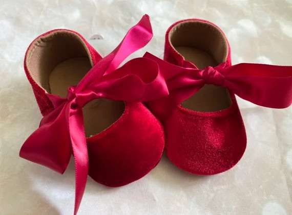 Baby Girl Shoesgirl Gift Red Burgundy FAUX Velvet Shoesbaby | Etsy | Etsy (US)