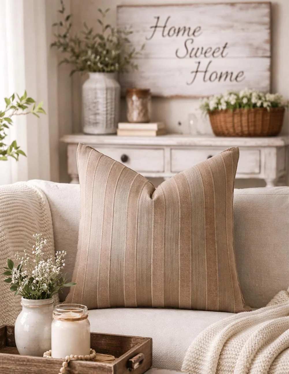 Fennco Styles Brown Textured Striped Lumbar Throw Pillow with Insert 12" X 20" - Modern Accent Pi... | Walmart (US)