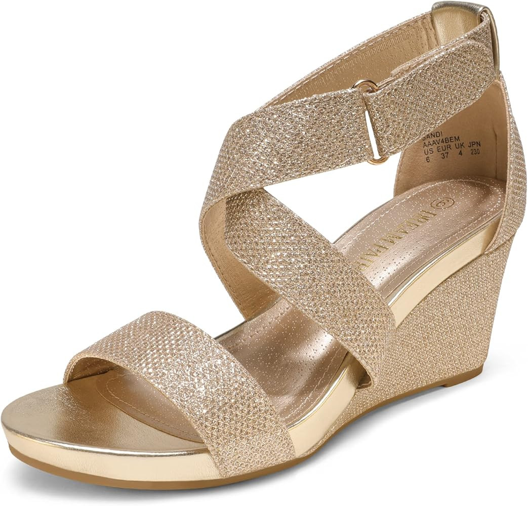DREAM PAIRS Women's Elastic Ankle Strap Wedge Sandals | Amazon (US)