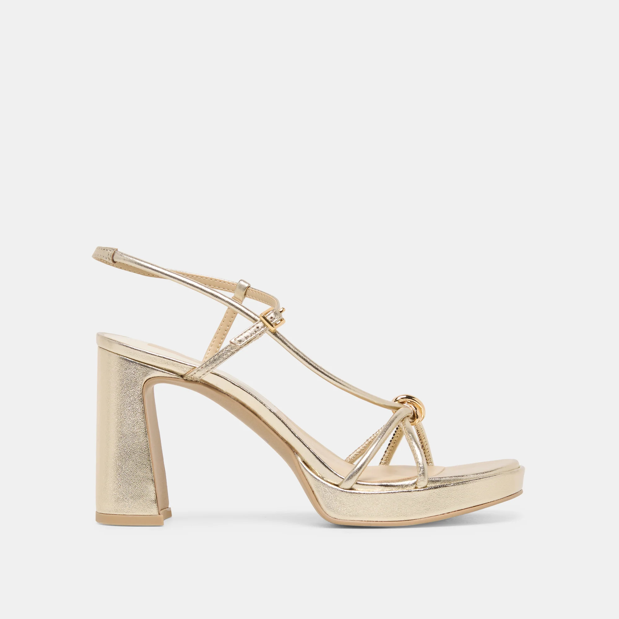 Odete Heels Gold Leather | DolceVita.com