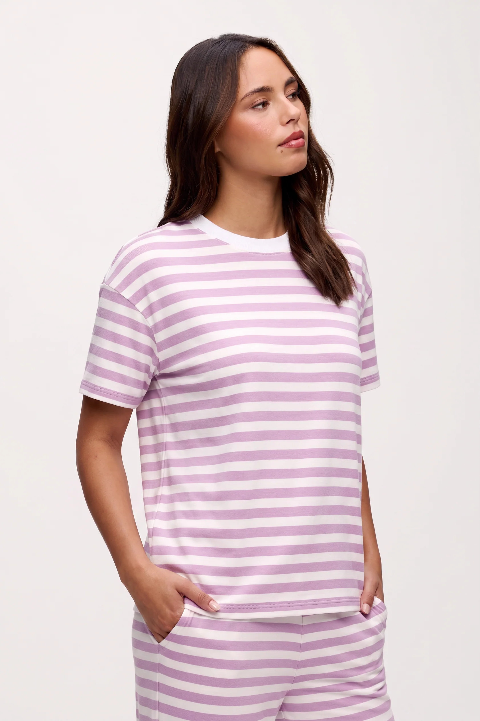 Seaside Short Sleeve | Orchid Stripe | nuuds