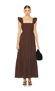 SNDYS x REVOLVE Peaches Linen Dress in Chocolate from Revolve.com | Revolve Clothing (Global)