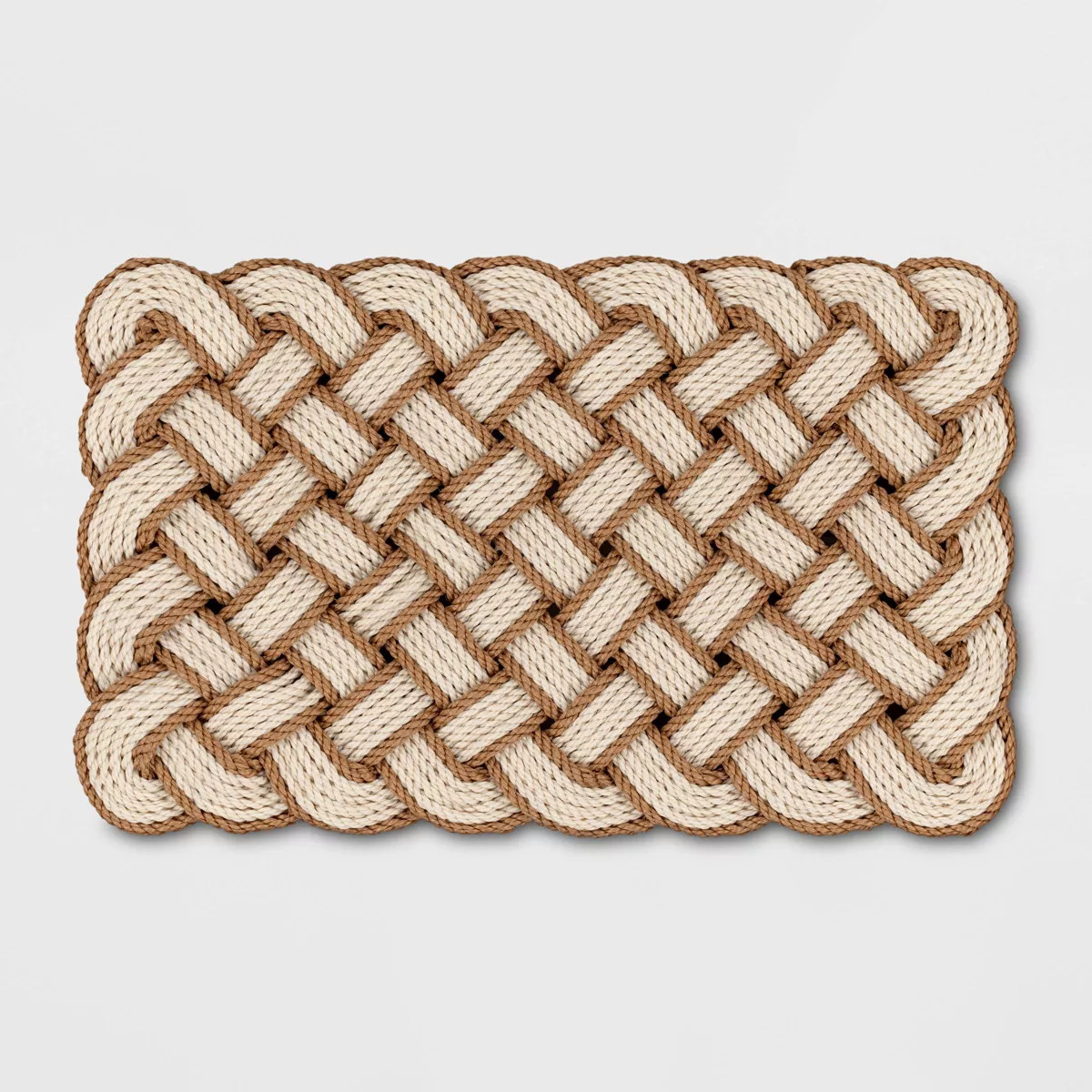 1'6"x2'6" Lovers Knot Coir Doormat Cream/Brown - Threshold™: Outdoor High Pile Basket Weave Fro... | Target