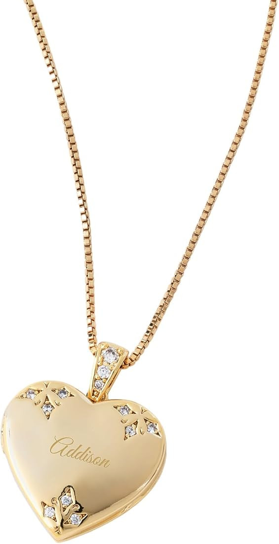 THINGS REMEMBERED Gold Tone Pave Heart Locket (Free Customization) | Amazon (US)