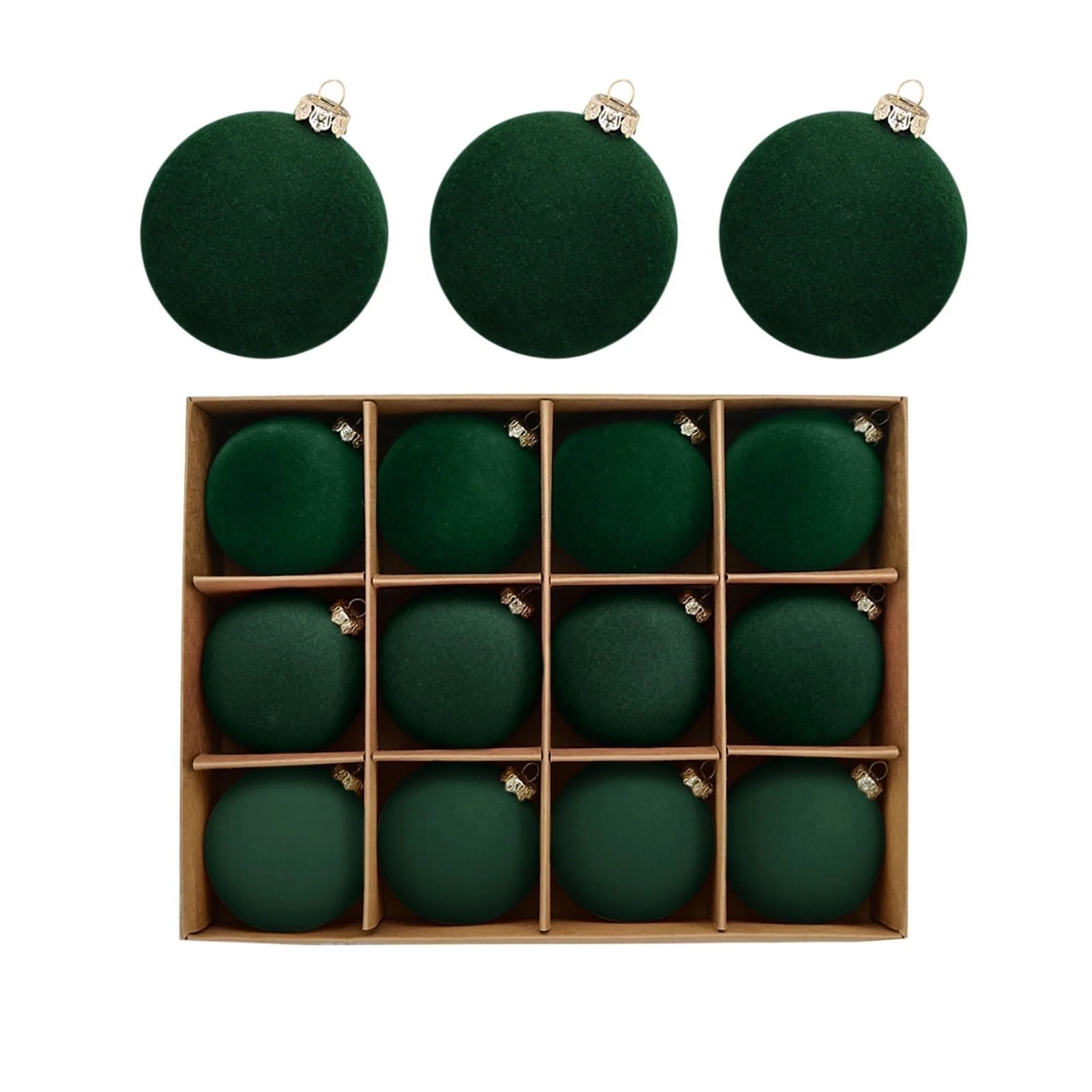 Avdolw 12 Pcs Velvet Christmas Balls Flocked Christmas Tree Ball Ornaments 2.4 Inch Plastic Xmas ... | Walmart (US)