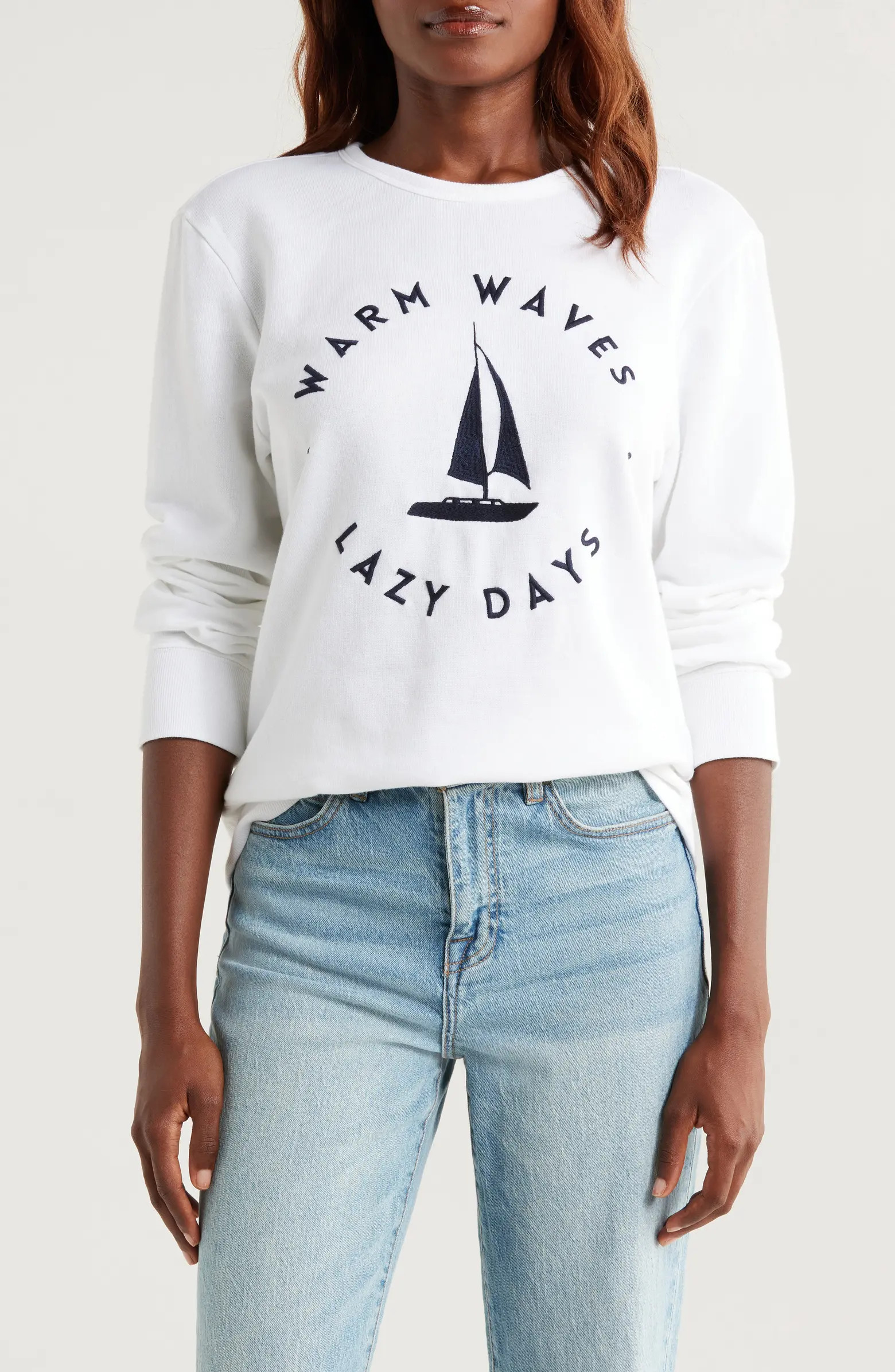 Caslon® Warm Waves Lazy Days Embroidered Sweatshirt | Nordstrom | Nordstrom