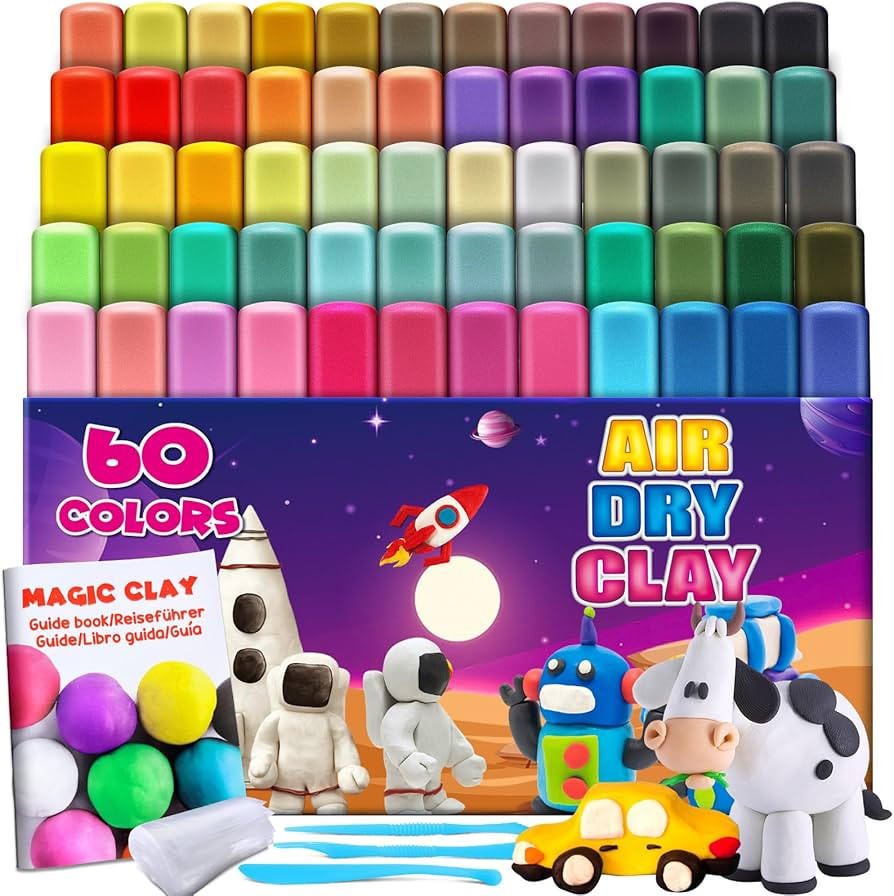 Magic Clay - Air Dry Clay 60 Colors, Modeling Clay for Kids with Tools, Soft & Ultra Light, Toys ... | Amazon (US)