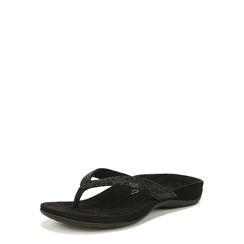 Vionic Women's Flip Flop Dillon Shine Supportive Sandals – Comfortable Ladies Slides That Include VIO MOTION Technology Orthotic Black Rhinestone 9.5 Wide | Amazon (US)