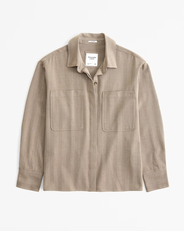 Women's Oversized Shirt Jacket | Women's Tops | Abercrombie.com | Abercrombie & Fitch (US)