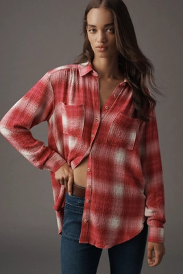 The Hadley Relaxed Plaid Buttondown Shirt by Pilcro​ | Anthropologie (US)