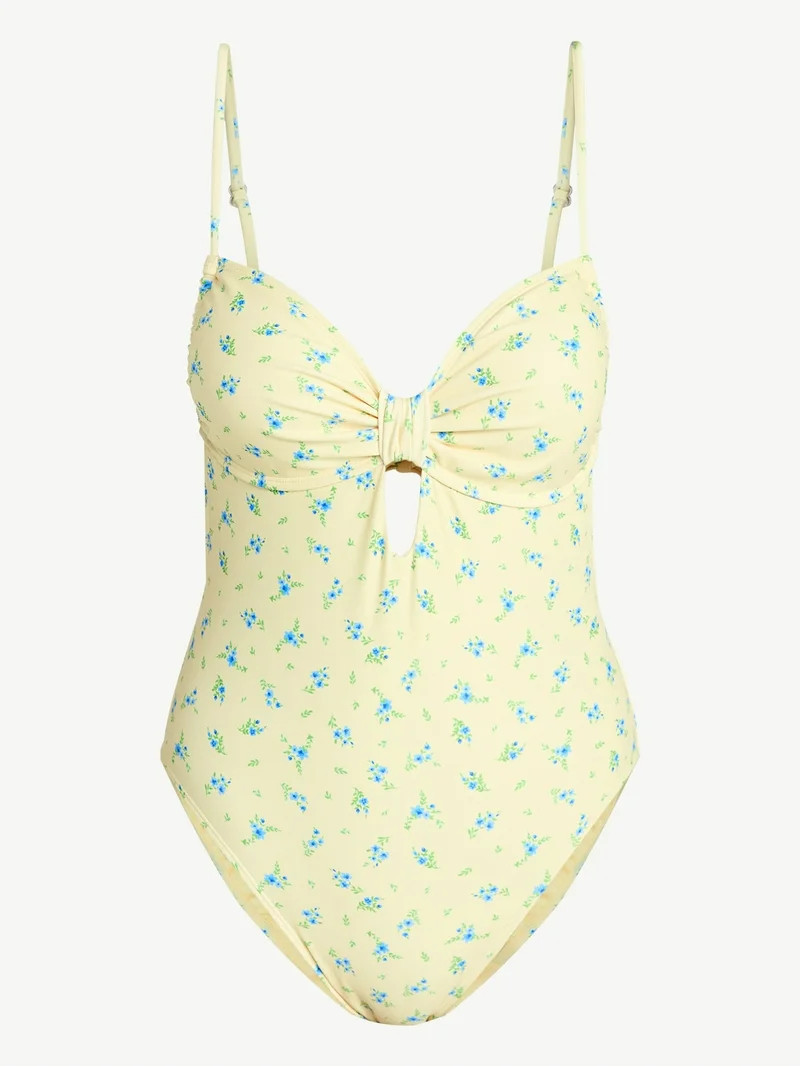 No Boundaries Femme Floral Print One-Piece Swimsuit, Women’s XXS-XXL | Walmart (US)