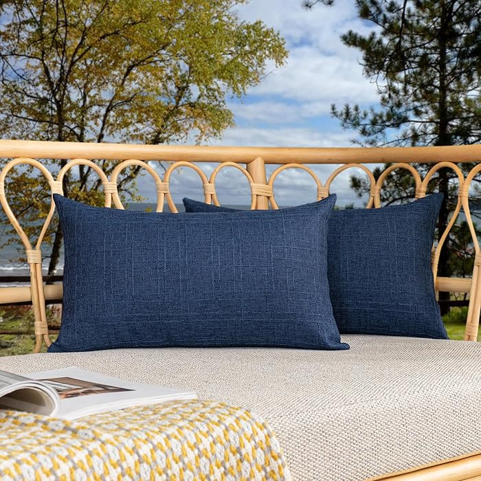 Kevin Textile Pack of 2 Decorative Outdoor Waterproof Throw Pillow Covers Checkered Lumbar Pillow... | Amazon (US)