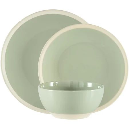 Mainstays Exposed Clay Collection Sage Stoneware Dinnerware Set, 12 Count | Walmart (US)