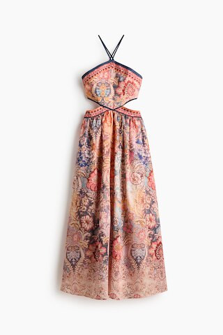 H & M - Cutout Halterneck Dress - Light Orange/Paisley | H&M (US + CA)