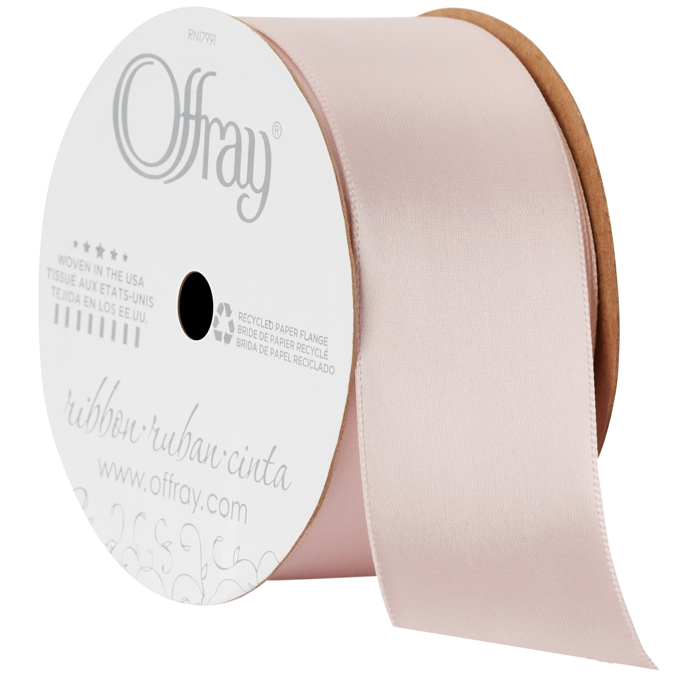 Offray Ribbon, Pink Blush 1 1/2 inch Double Face Satin Polyester Ribbon for Wedding, Sewing, and ... | Walmart (US)