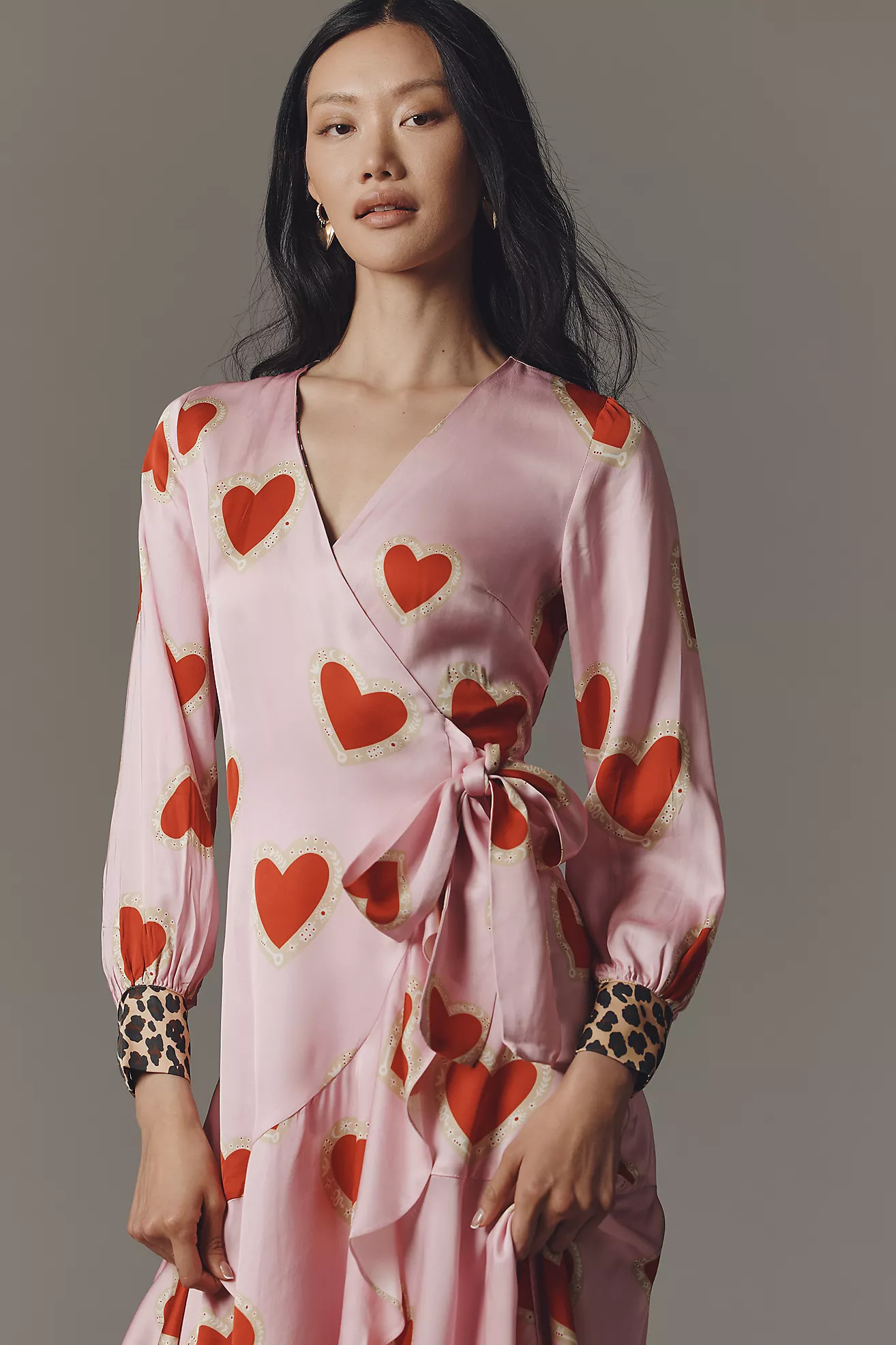 Never Fully Dressed Mesh Heart Wrap Maxi Dress | Anthropologie (US)