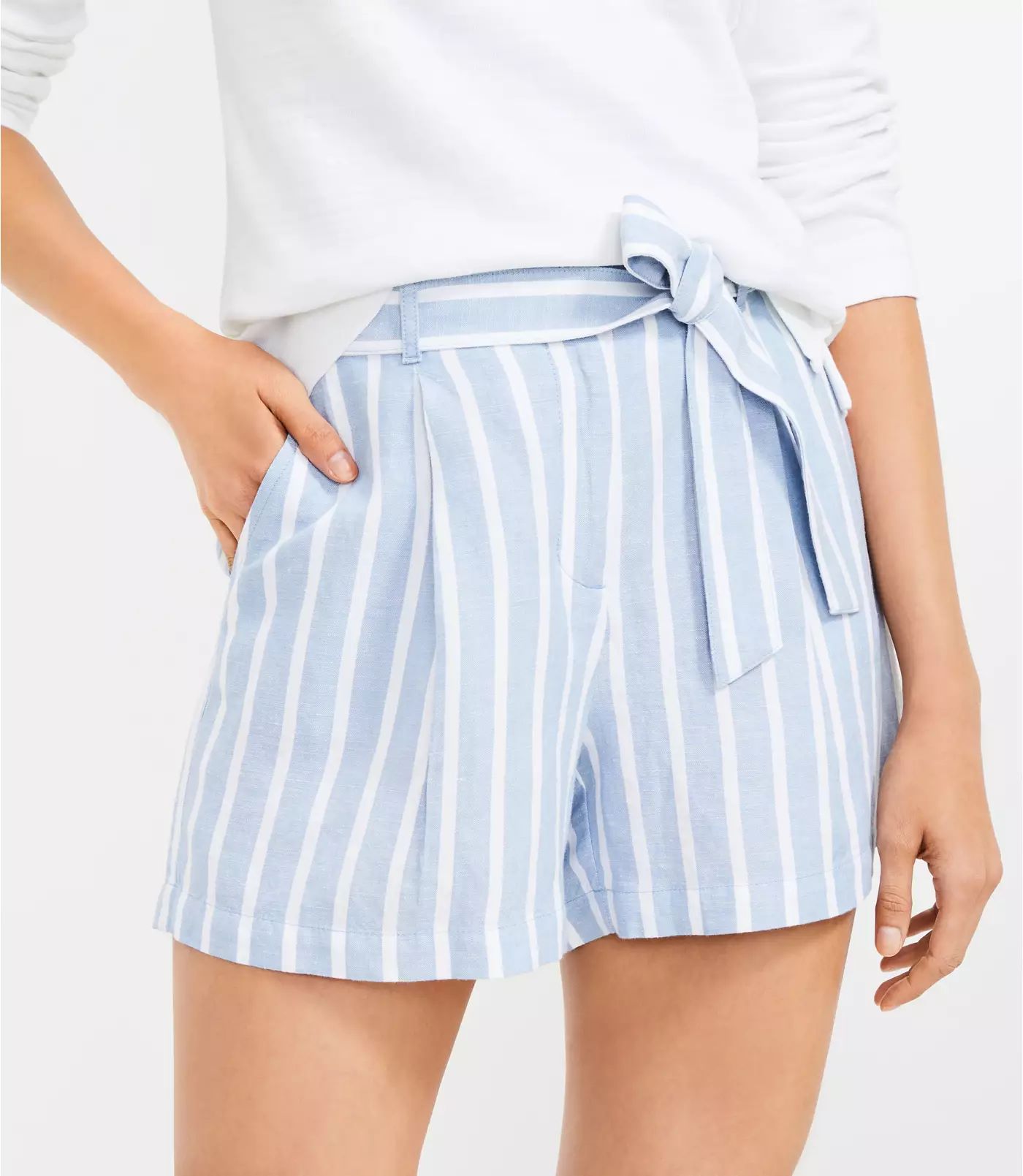 Paperbag Shorts in Stripe | LOFT