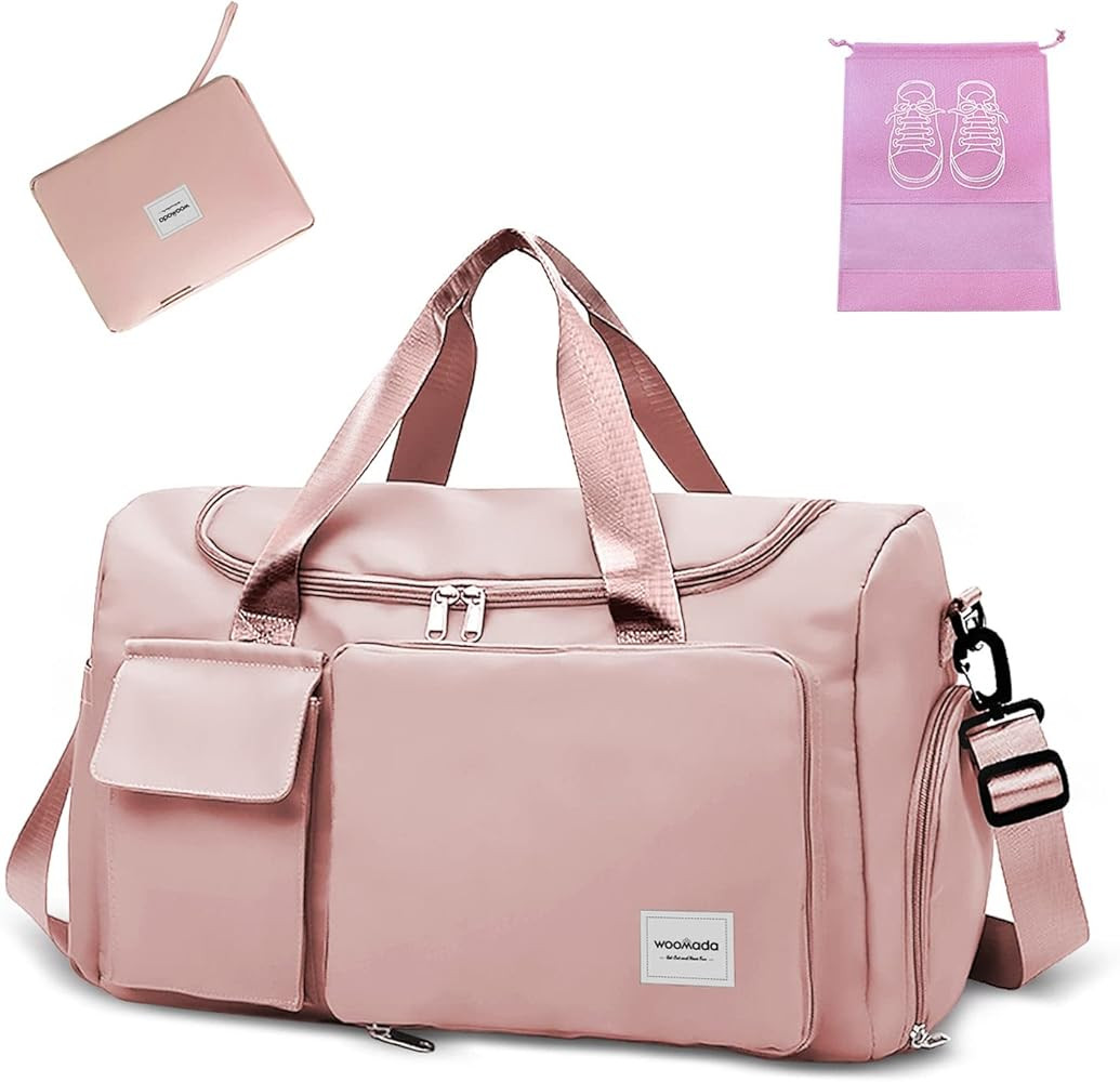 WOOMADA Foldable Travel Duffel Bag with Shoes Compartment, Overnight Bag with Wet Pocket & Trolle... | Amazon (US)