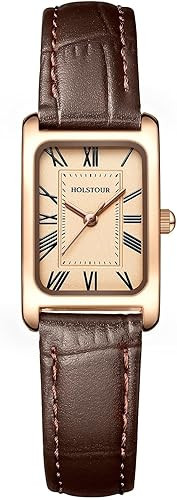 Watches for Women Fine Leather Watch Rectangular Case Roman Numeral Dial Water Resistant | Amazon (US)