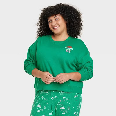 Women's Kinda Naughty Kinda Nice Matching Family Sweatshirt - Wondershop™ Green | Target