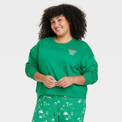 Women's Kinda Naughty Kinda Nice Matching Family Sweatshirt - Wondershop™ Green | Target