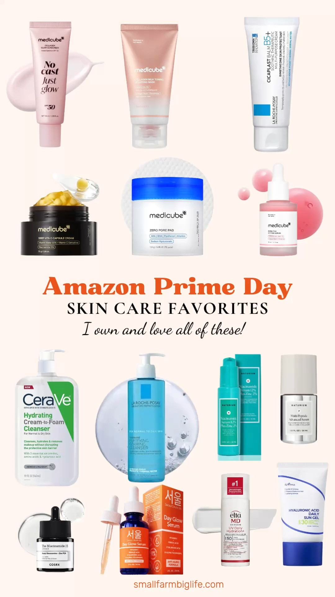 Prime Day is the best time to stock up on skincare and I am sharing everything I actually use and love in my own routine right now. The medicube line has become a staple for me and I just ordered more of the Zero Pore Pads at this great Prime Day price. The PDRN Pink Peptide Serum and Capsule Cream with Vitamin C are two of my favorites from the line and the No Cast Sunscreen leaves my skin genuinely glowing with no white cast. For my rosacea prone skin the COSRX Niacinamide Serum and the Naturium Niacinamide with Zinc are incredibly soothing and I have gone through multiple bottles of both. The La Roche-Posay Cicaplast Balm is my go to for skin barrier repair and the EltaMD UV Daily sunscreen with zinc oxide is what I wear under my makeup. The Naturium Multi Peptide Serum is specifically great for anyone in their 40s dealing with fine lines and the ISNTREE Hyaluronic Acid Sun Gel is my everyday SPF when I am not wearing makeup. Every single product in this round up is something I genuinely use and love. Tap to shop and stock up while the Prime Day prices are live! 

 #LTKselfcare #LTKOver40 #LTKSaleAlert
