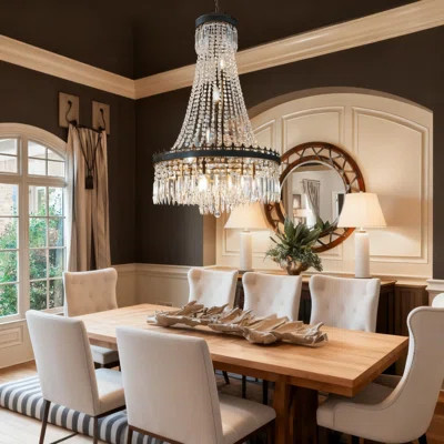 TOCHIC French Empire Crystal Chandelier With Antique Bronze Finish, 9-Light Farmhouse Fixture For High Ceilings In Dining Room, Living Room, Foyer, An | Wayfair North America