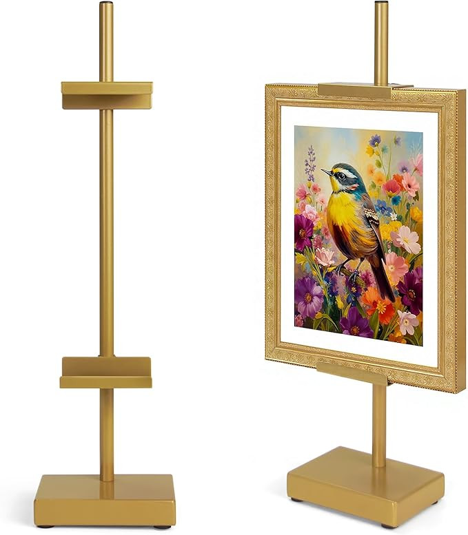 Adjustable Tabletop Easel Stand, Picture Easels for Display Up to 17" H, Gold Metal Picture Frame... | Amazon (US)