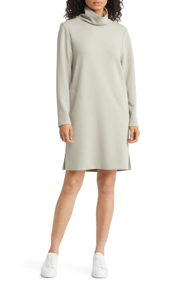 Scrunch Neck Long Sleeve Shift Minidress | Nordstrom