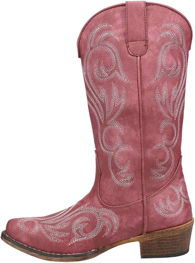 ROPER Womens Riley Round Toe Casual Boots Mid Calf Low Heel 1-2" - Black | Amazon (US)