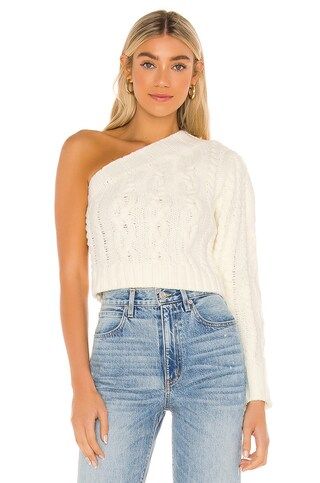 For Love & Lemons Quinn One Shoulder Sweater in Ivory from Revolve.com | Revolve Clothing (Global)