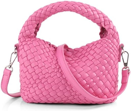 Woven Crossbody Bag Small Tote Cute Purse for Women,Top Handle Handbag Pu Leather Shoulderbag wit... | Amazon (US)