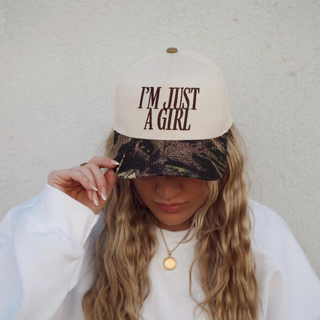I'm Just A Girl Camo Embroidered Two Tone Canvas Snapback Trucker Hat - Etsy | Etsy (US)