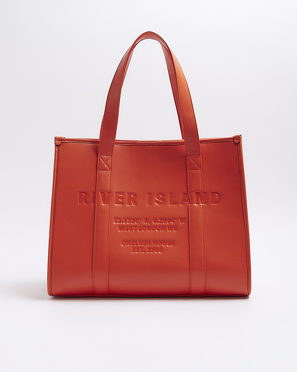 Red faux leather embossed shopper bag | River Island (UK & IE)
