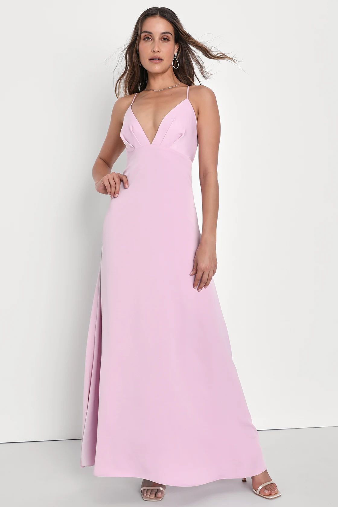 Captivating Elegance Light Pink Satin Backless Maxi Dress | Lulus (US)