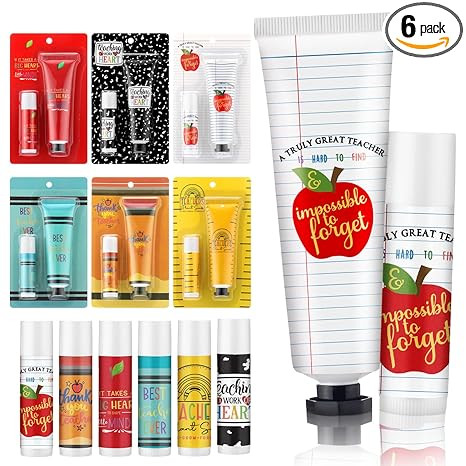 Loopeer 6 Sets Teacher Appreciation Gifts Bulk Hand Cream & Lip Balm Set Thank You Gifts for Teac... | Amazon (US)