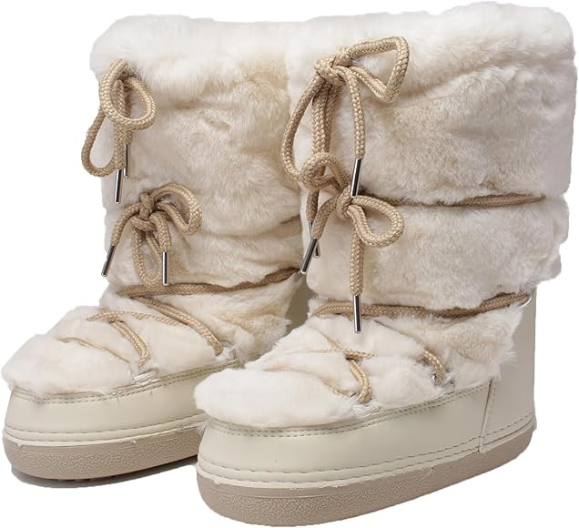 Faux Fur Boots for Women - Fuzzy Fluffy Furry Water Resistant Snow Boots for Women - Anti-Slip wi... | Amazon (US)