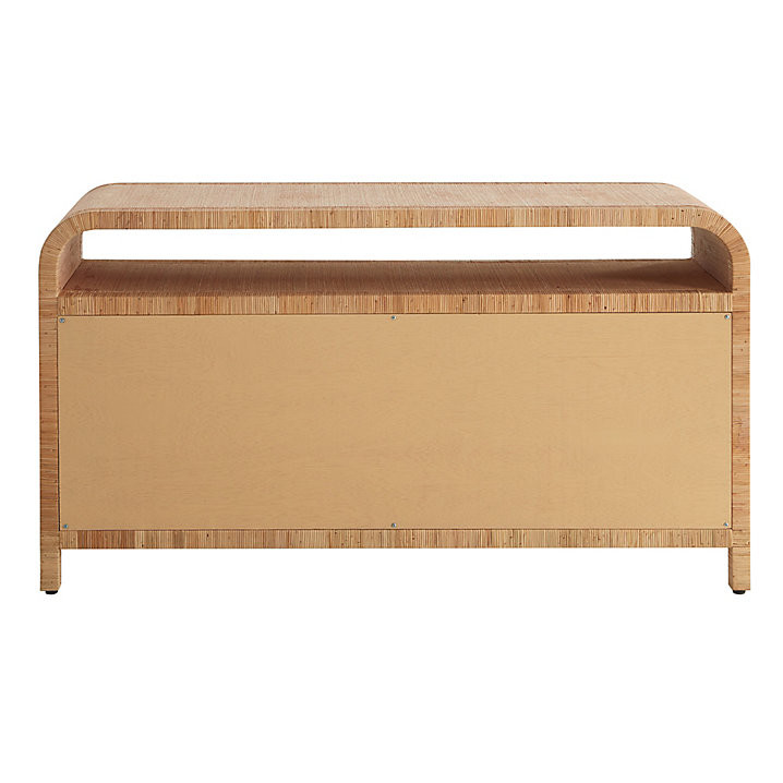 Reya Rattan and Grasscloth Mahogany Sideboard Storage Cabinet with Doors | Ballard Designs, Inc.